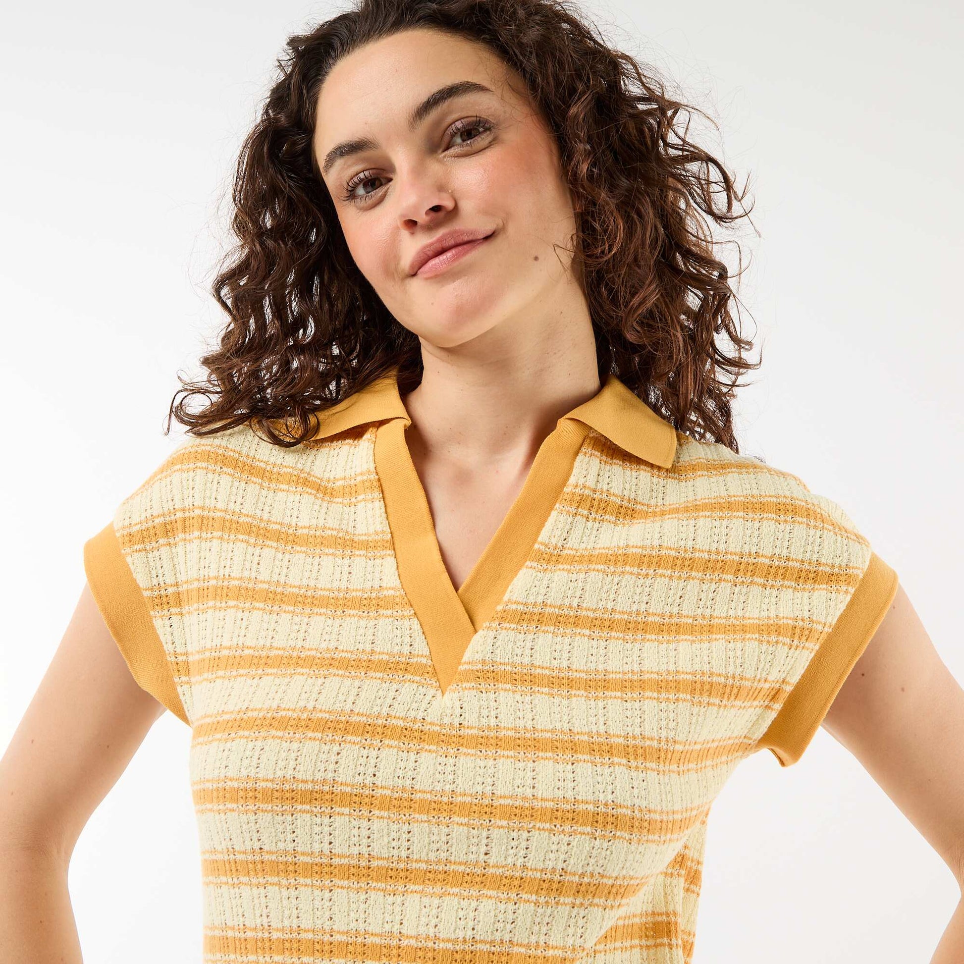 Polo Collar Long Dress YELLOW