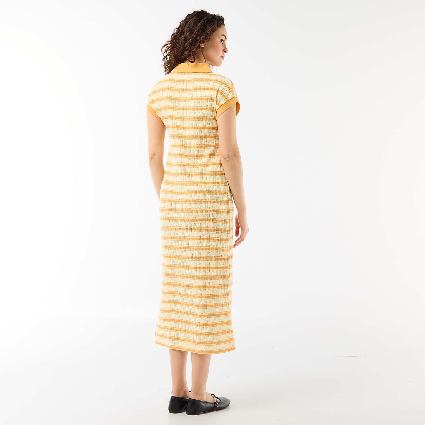 Polo Collar Long Dress YELLOW