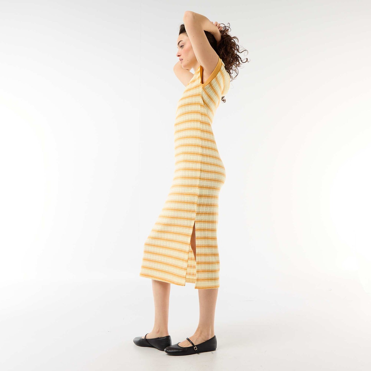 Polo Collar Long Dress YELLOW