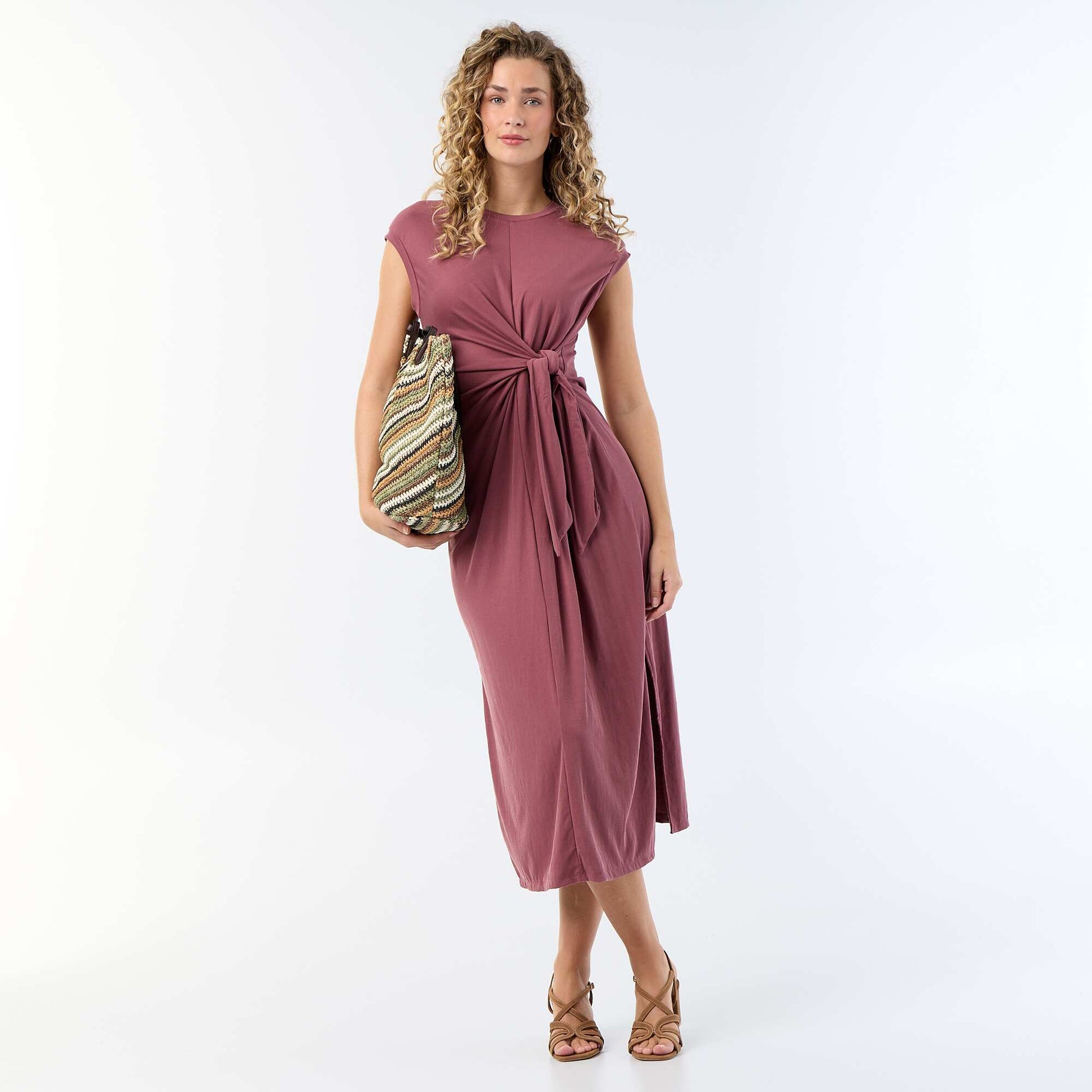 Long Tie-Waist Dress PINK