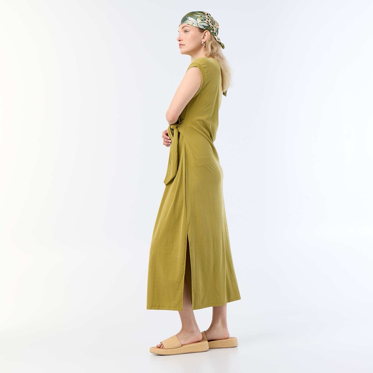 Long Tie-Waist Dress GREEN