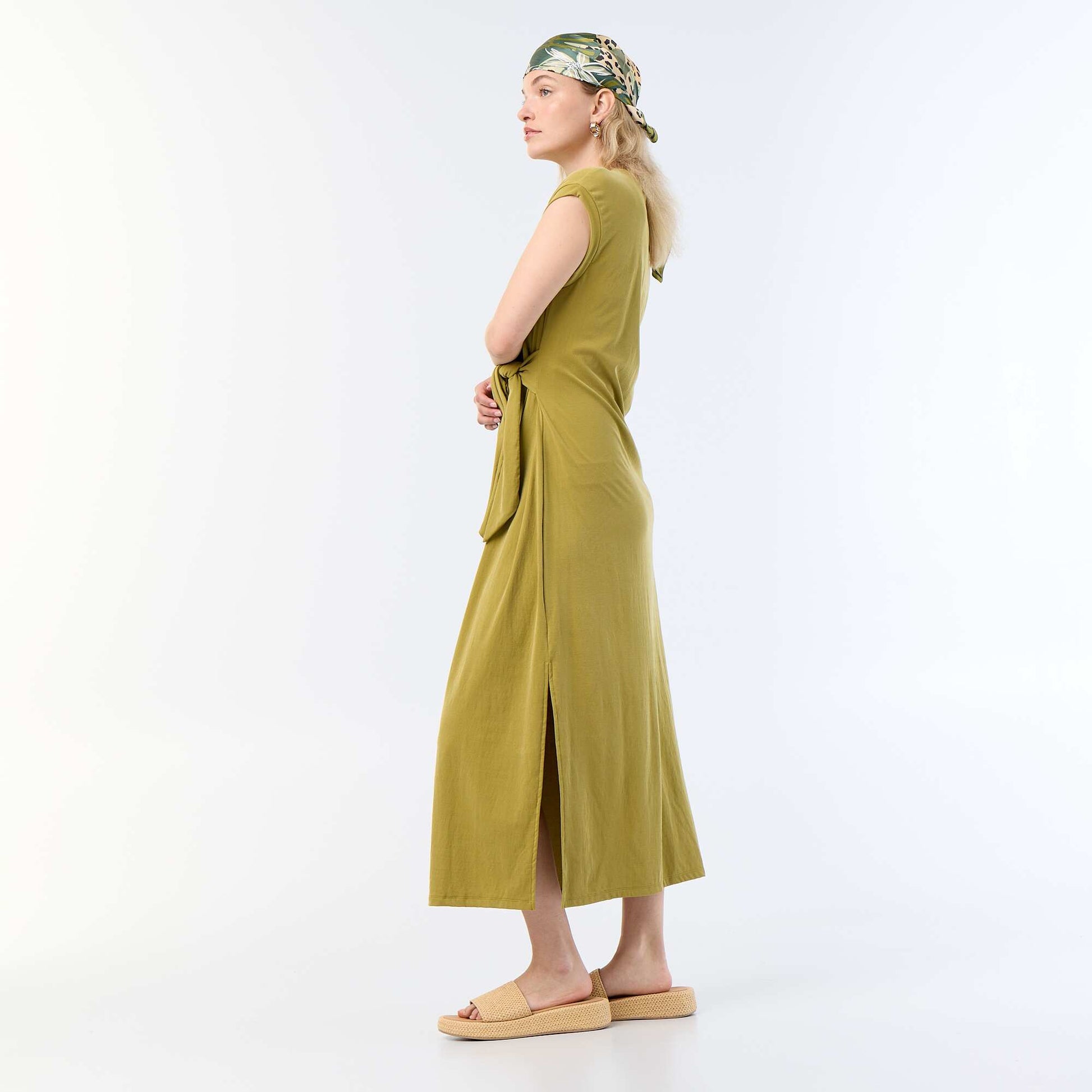Long Tie-Waist Dress GREEN