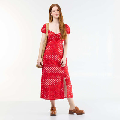 Long dress with Bardot neckline RED