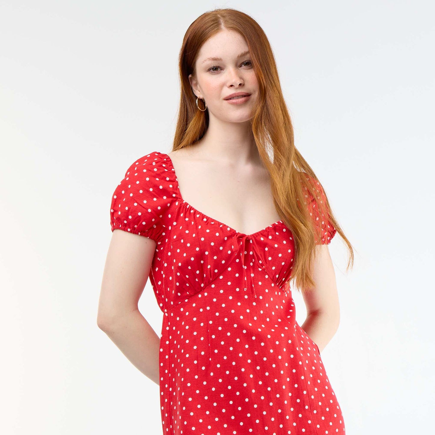 Long dress with Bardot neckline RED