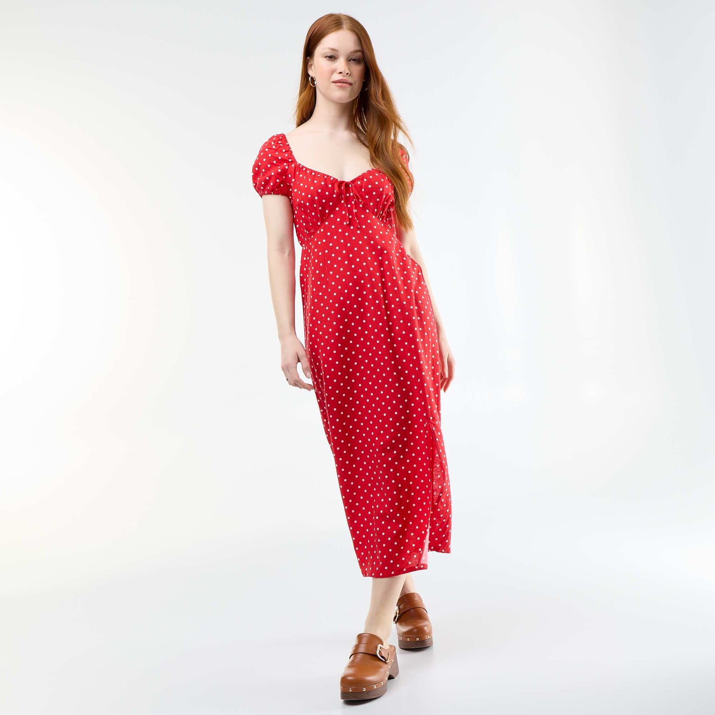 Long dress with Bardot neckline RED