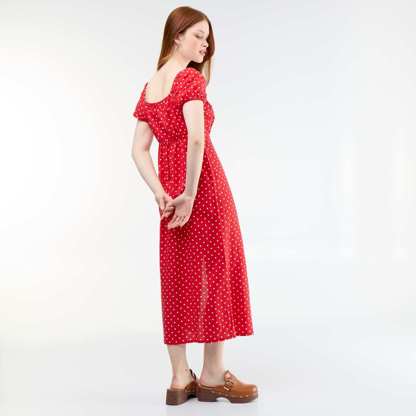 Long dress with Bardot neckline RED
