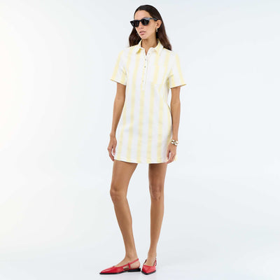 Short-cut Twill Dress YELLOW