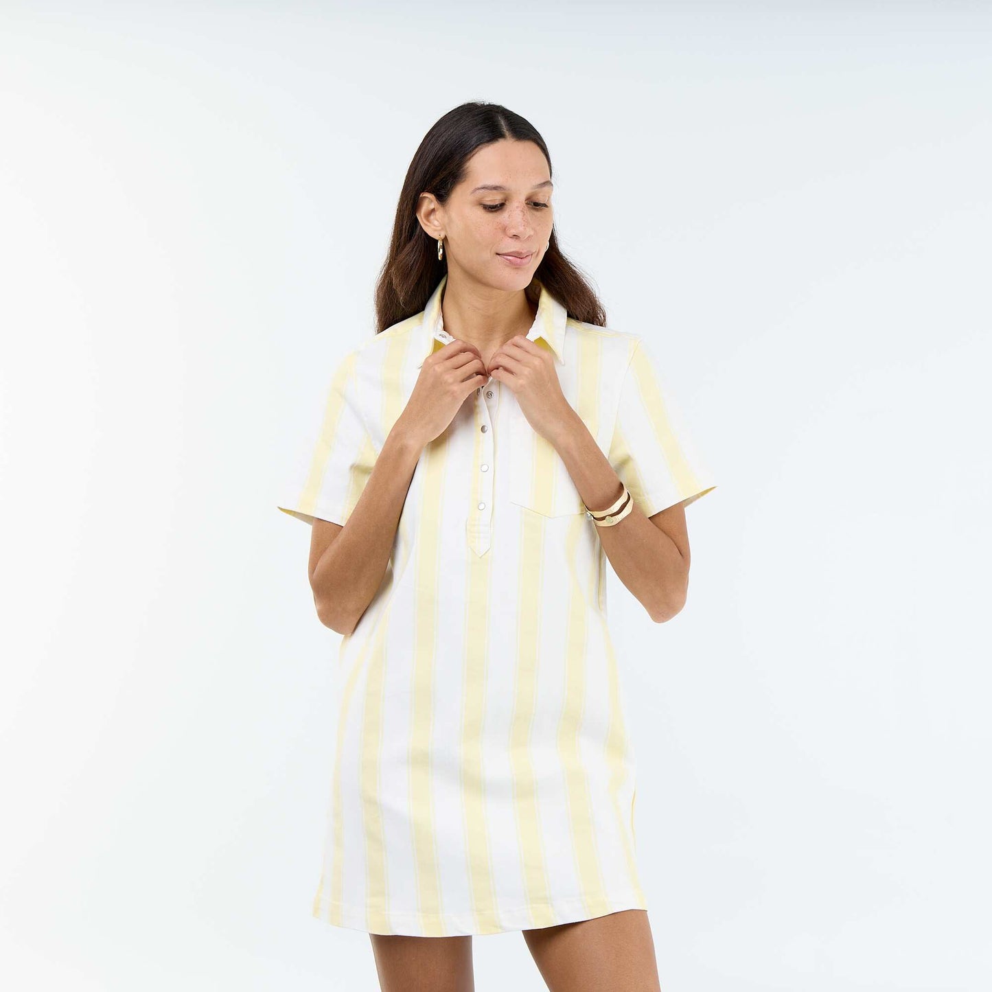 Short-cut Twill Dress YELLOW
