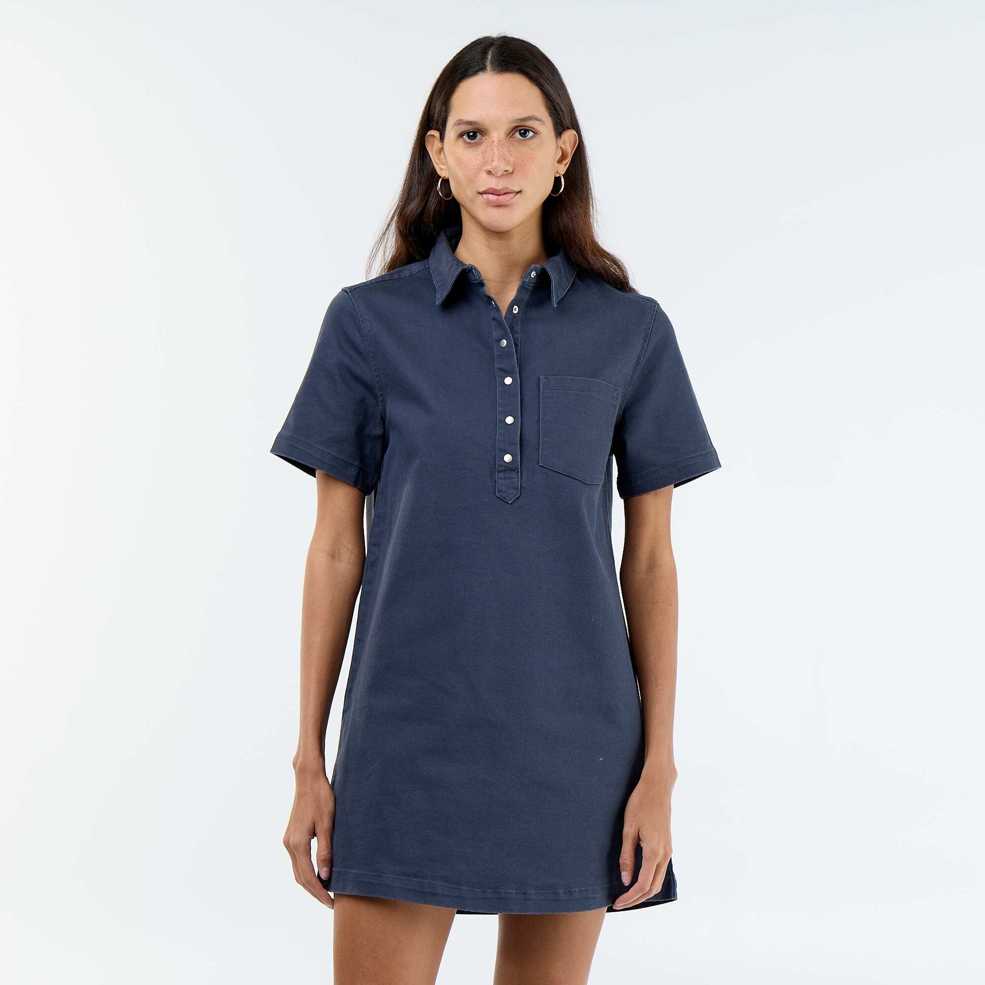 Short-cut Twill Dress BLUE