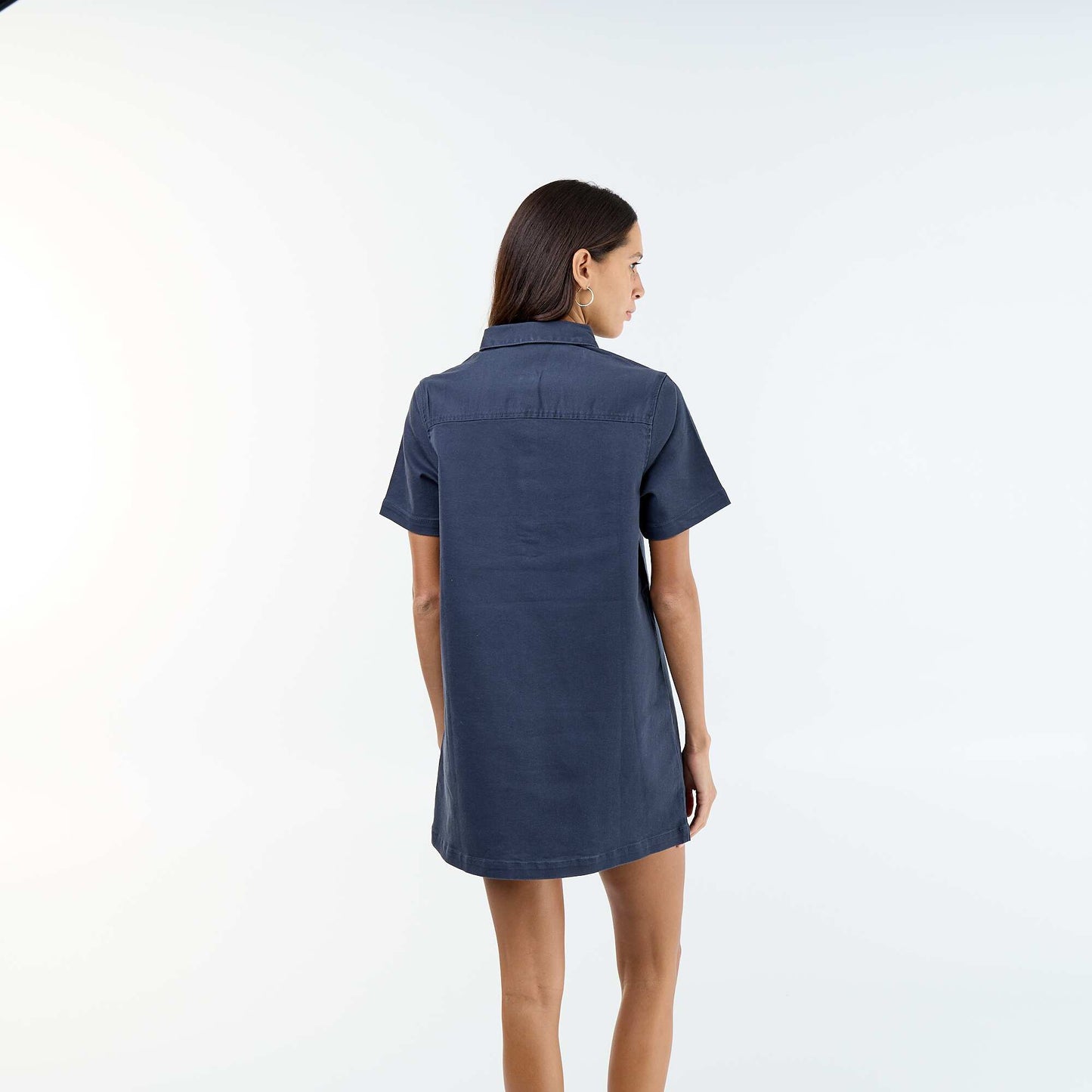 Short-cut Twill Dress BLUE