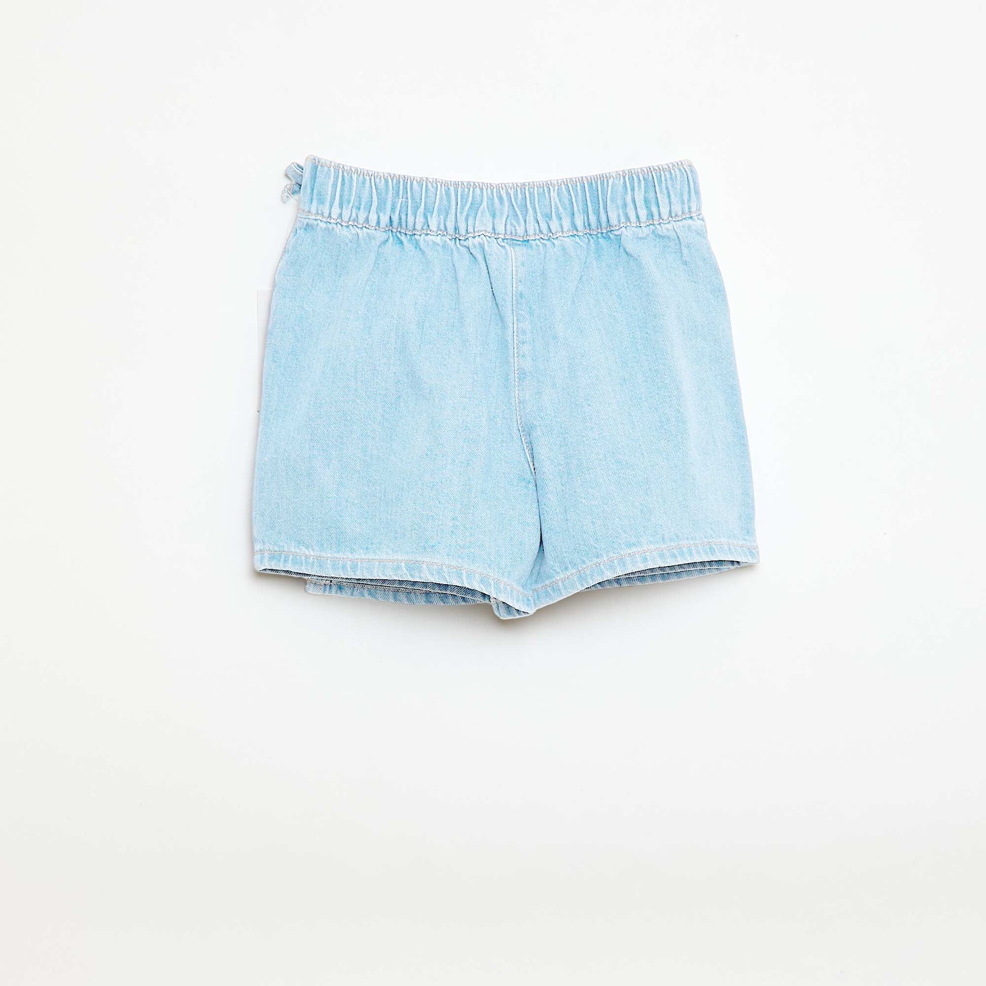 Denim Mini Skort with Tie Details BLUE