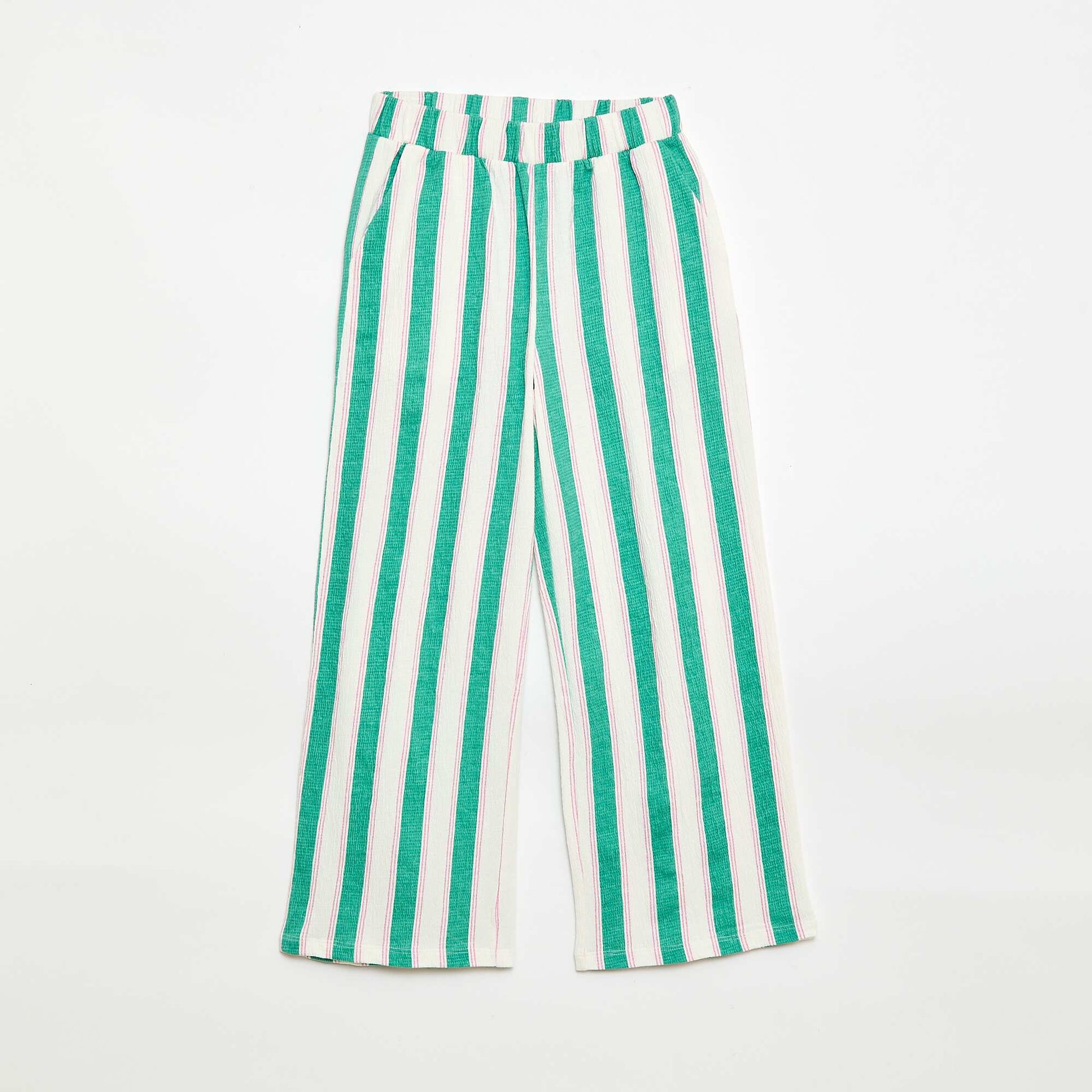 Wide Crêpe Knit Trousers GREEN