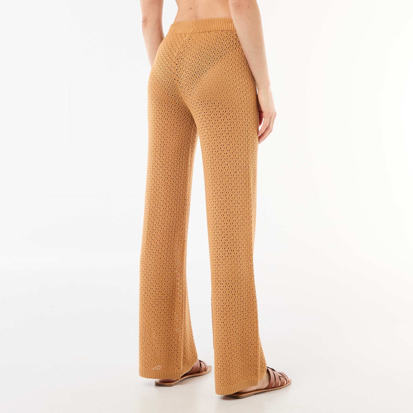 Crochet Knit Beach Pants BROWN
