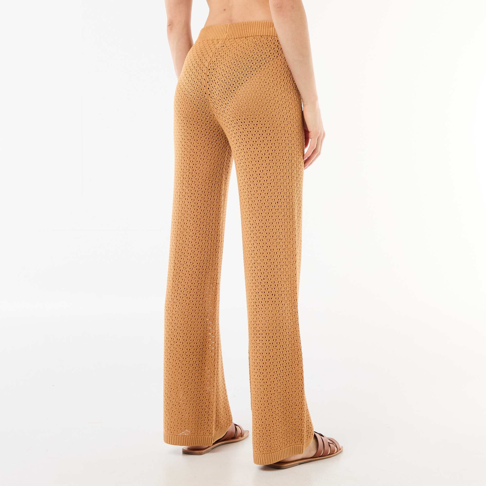 Crochet Knit Beach Pants BROWN