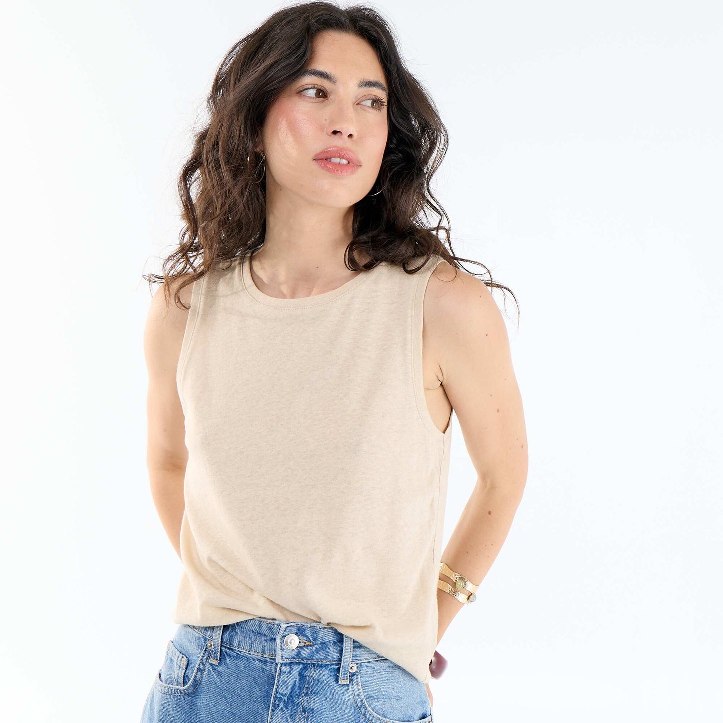 Sleeveless vest top WHITE