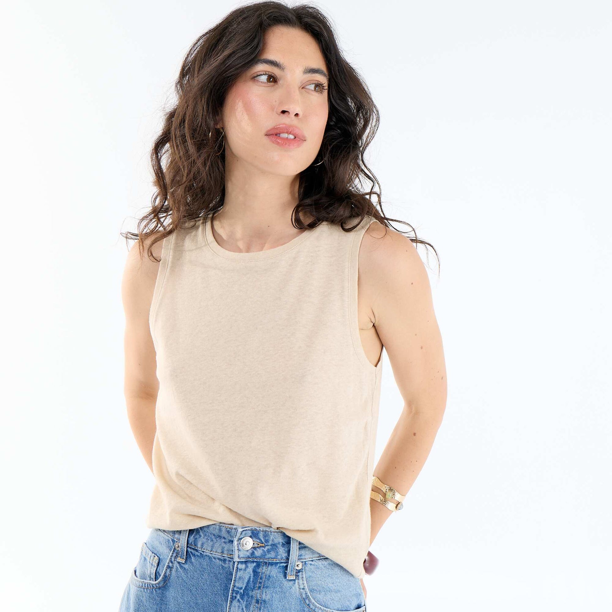 Sleeveless vest top WHITE