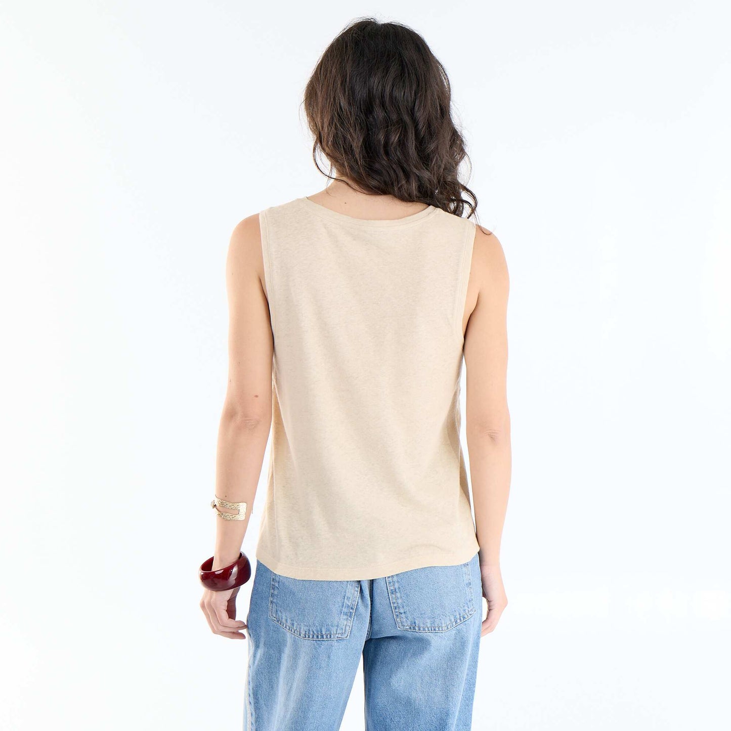 Sleeveless vest top WHITE