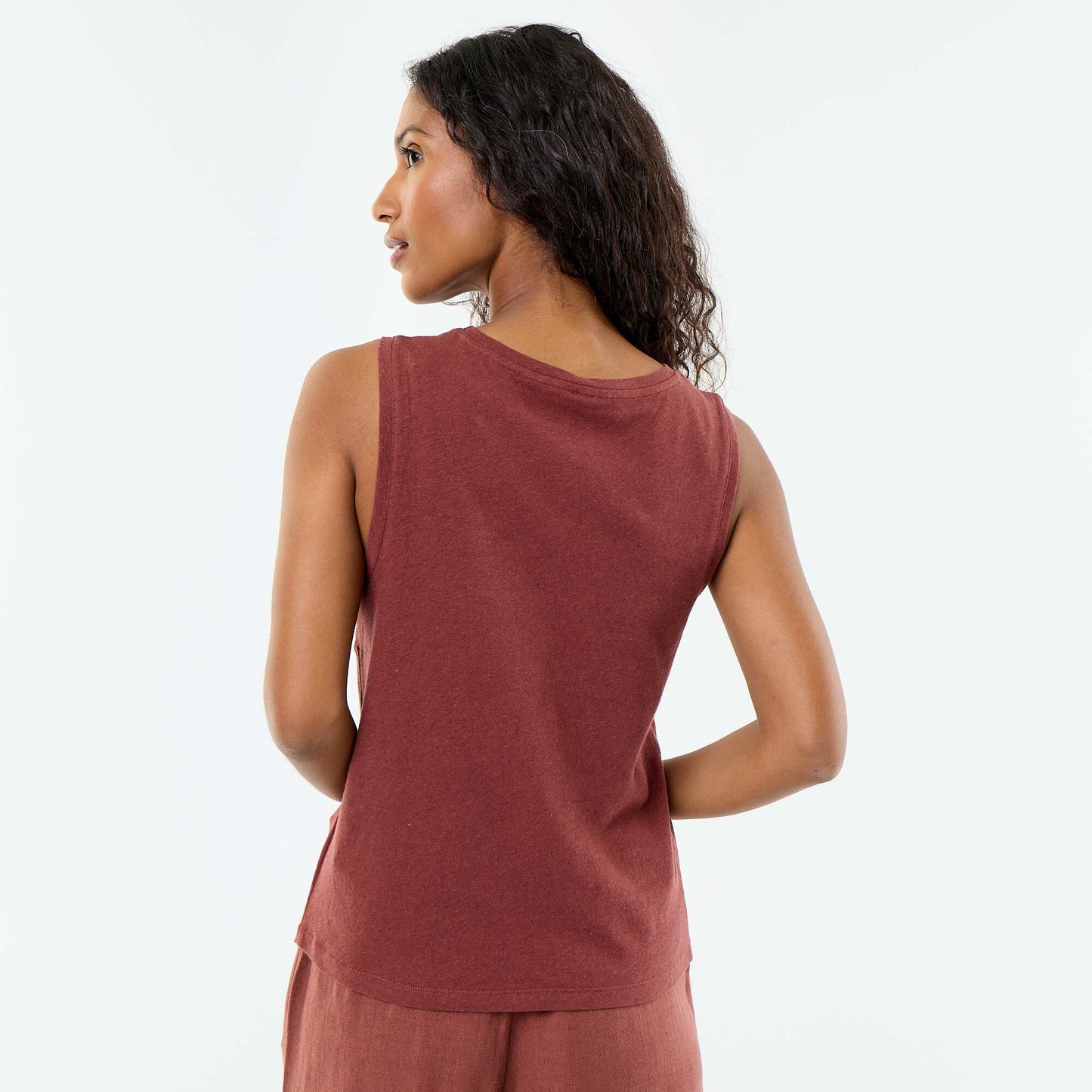 Sleeveless vest top BROWN