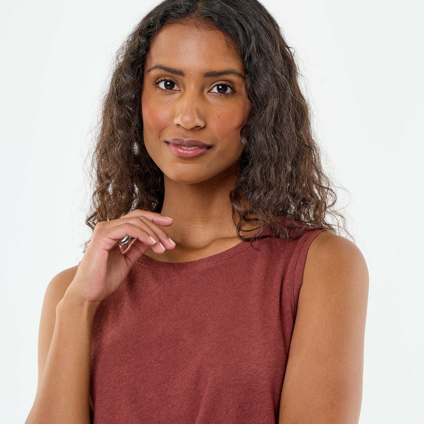 Sleeveless vest top BROWN