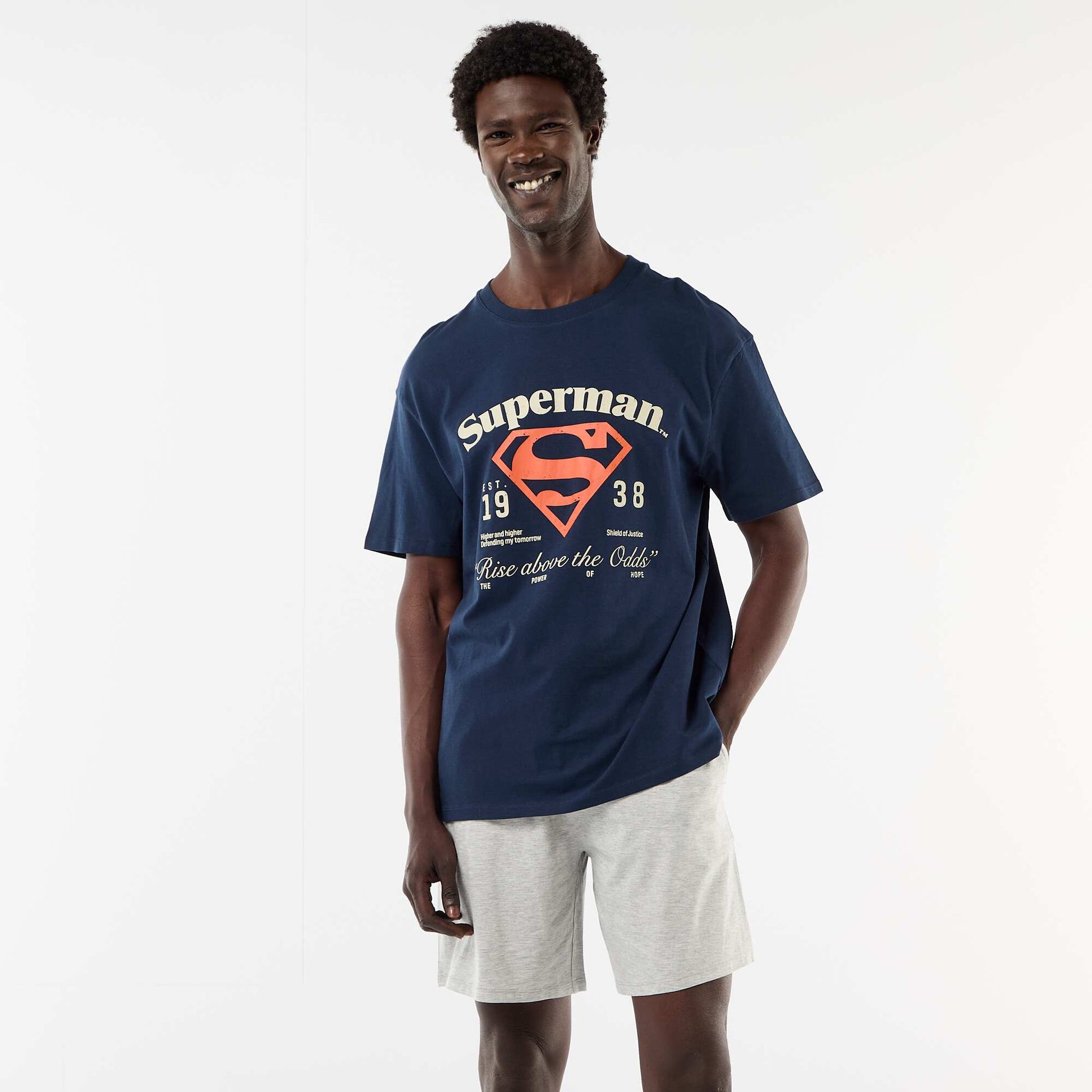 Men's 'Superman' Short Pajama Set - T-shirt & Shorts BLUE