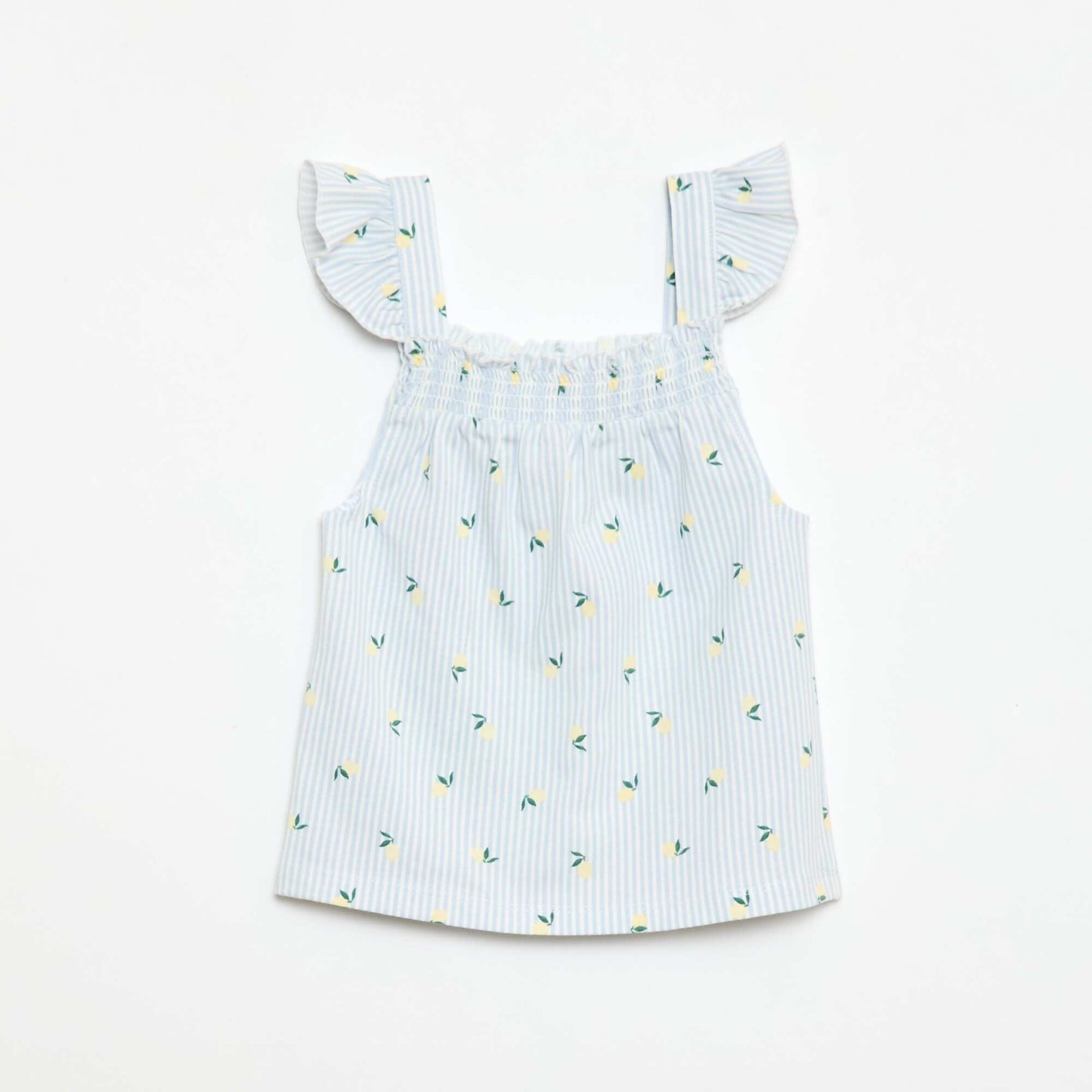 Ruffled Top & Shorts Short Pajama Set - 2 Piece BLUE