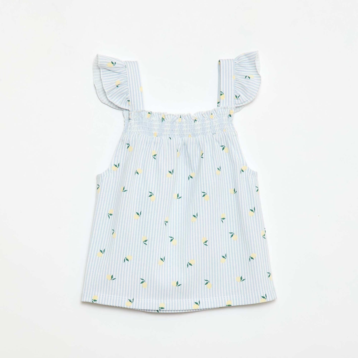 Ruffled Top & Shorts Short Pajama Set - 2 Piece BLUE
