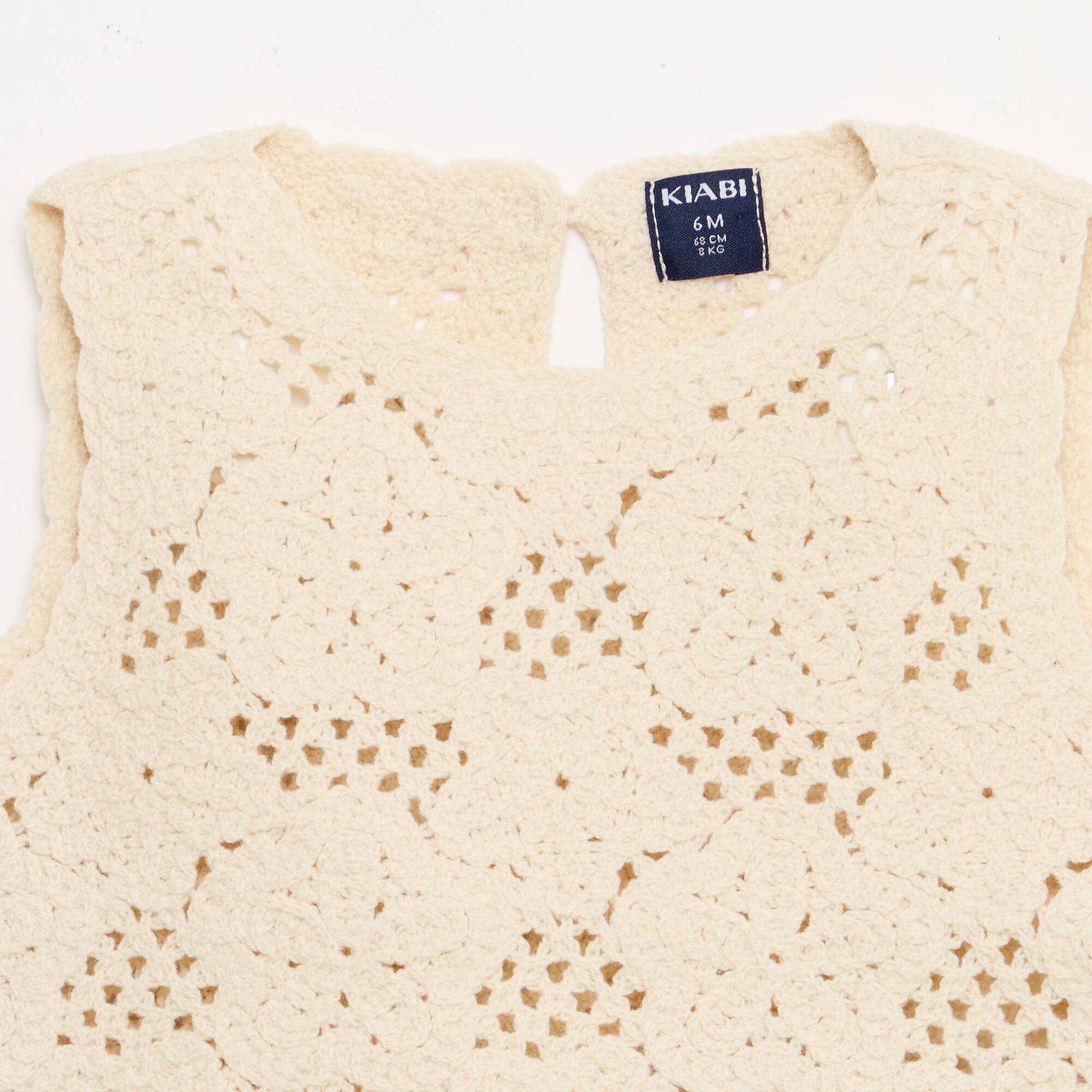 2-piece crochet knit set - top + shorts WHITE