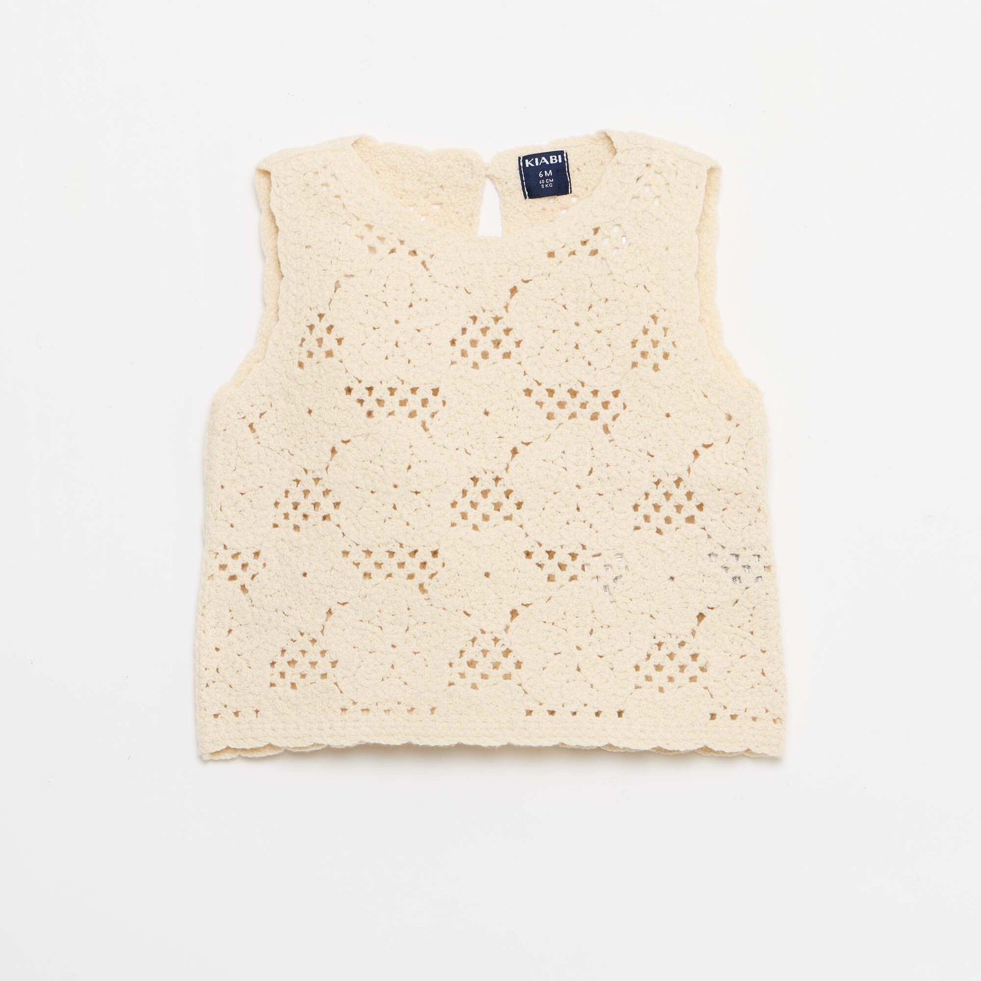 2-piece crochet knit set - top + shorts WHITE