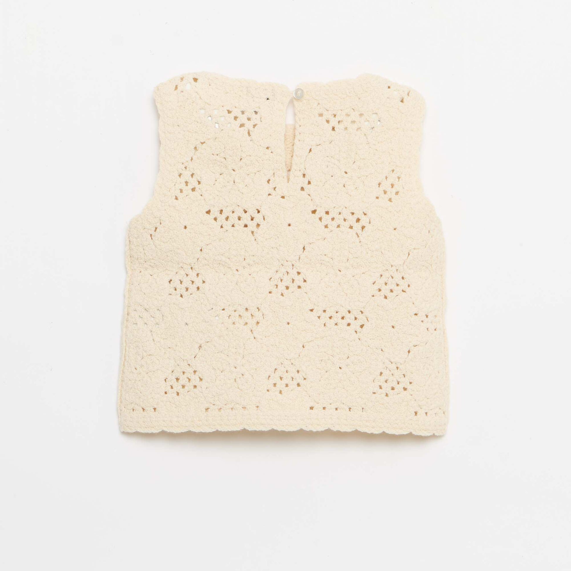2-piece crochet knit set - top + shorts WHITE