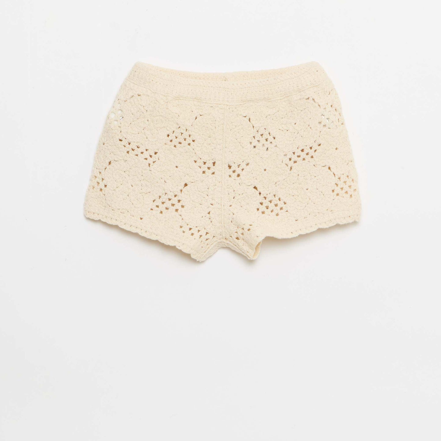 2-piece crochet knit set - top + shorts WHITE