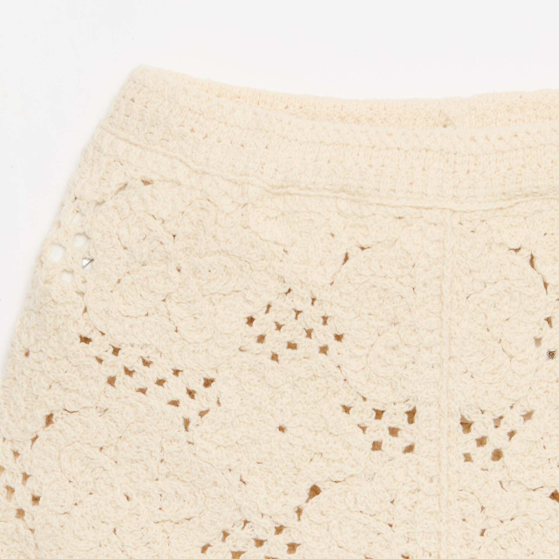 2-piece crochet knit set - top + shorts WHITE