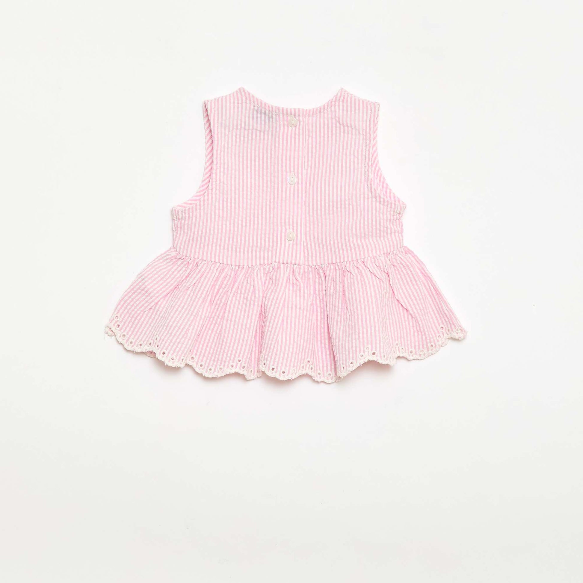 ბამბის ბლუზა და შარვლის კომპლექტი - 2 ცალი ვარდისფერი