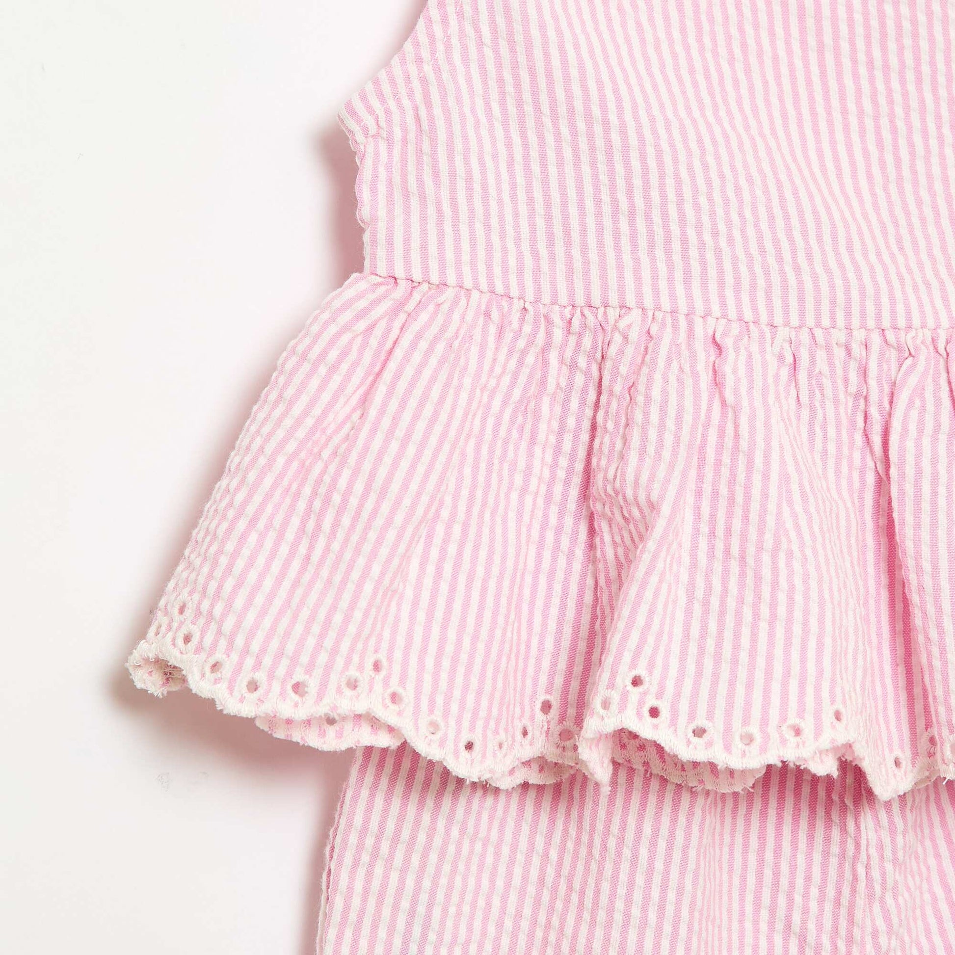 ბამბის ბლუზა და შარვლის კომპლექტი - 2 ცალი ვარდისფერი