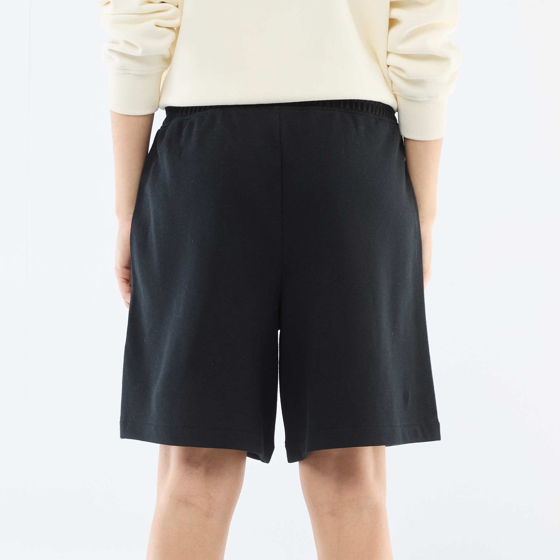 French terry long shorts BLACK