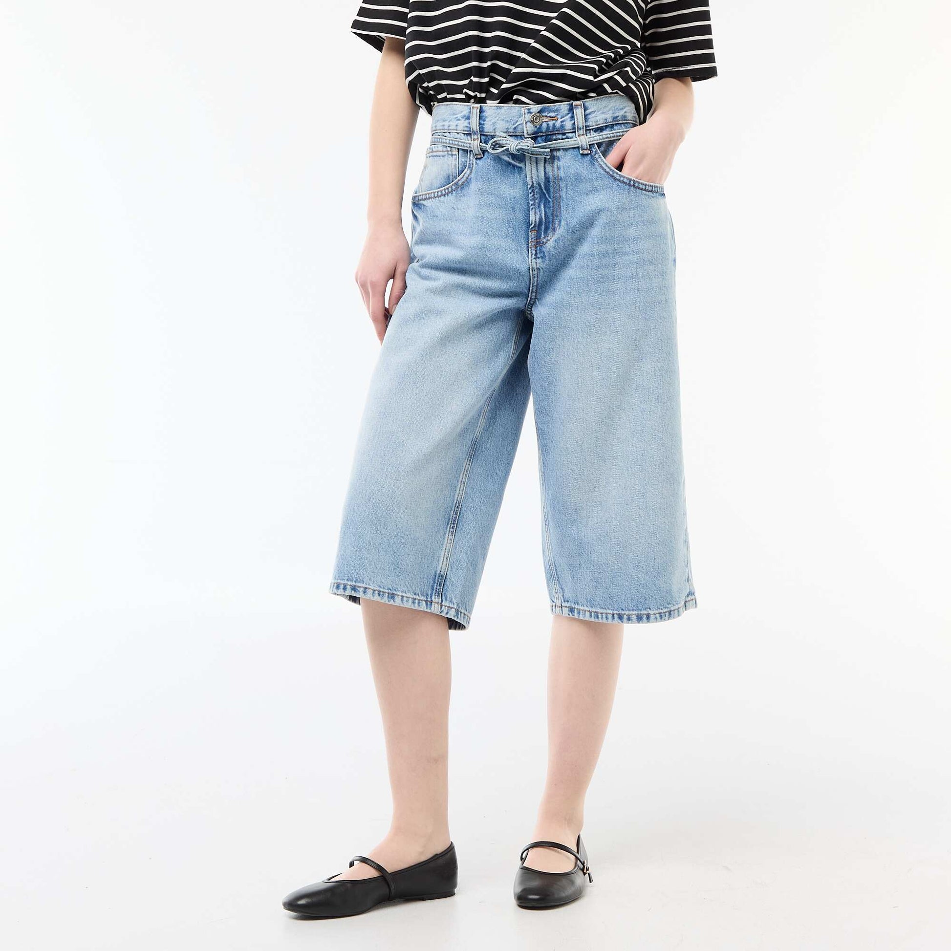 Oversized Denim Bermuda Shorts BLUE