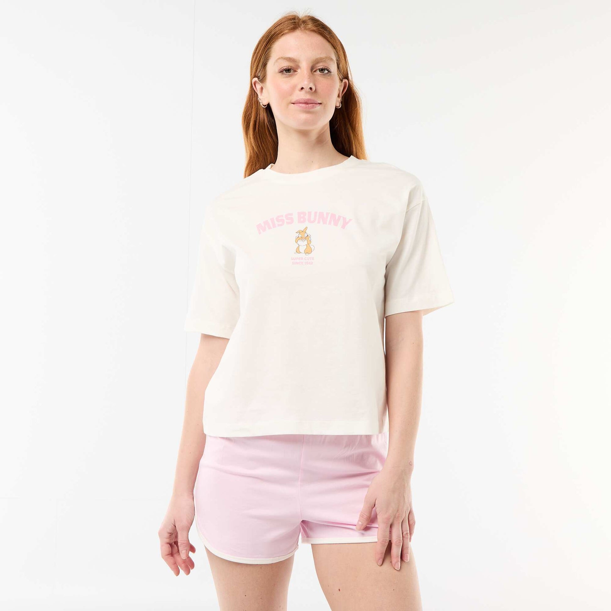 'Miss Bunny' Short Pyjamas - 2-Piece Set WHITE
