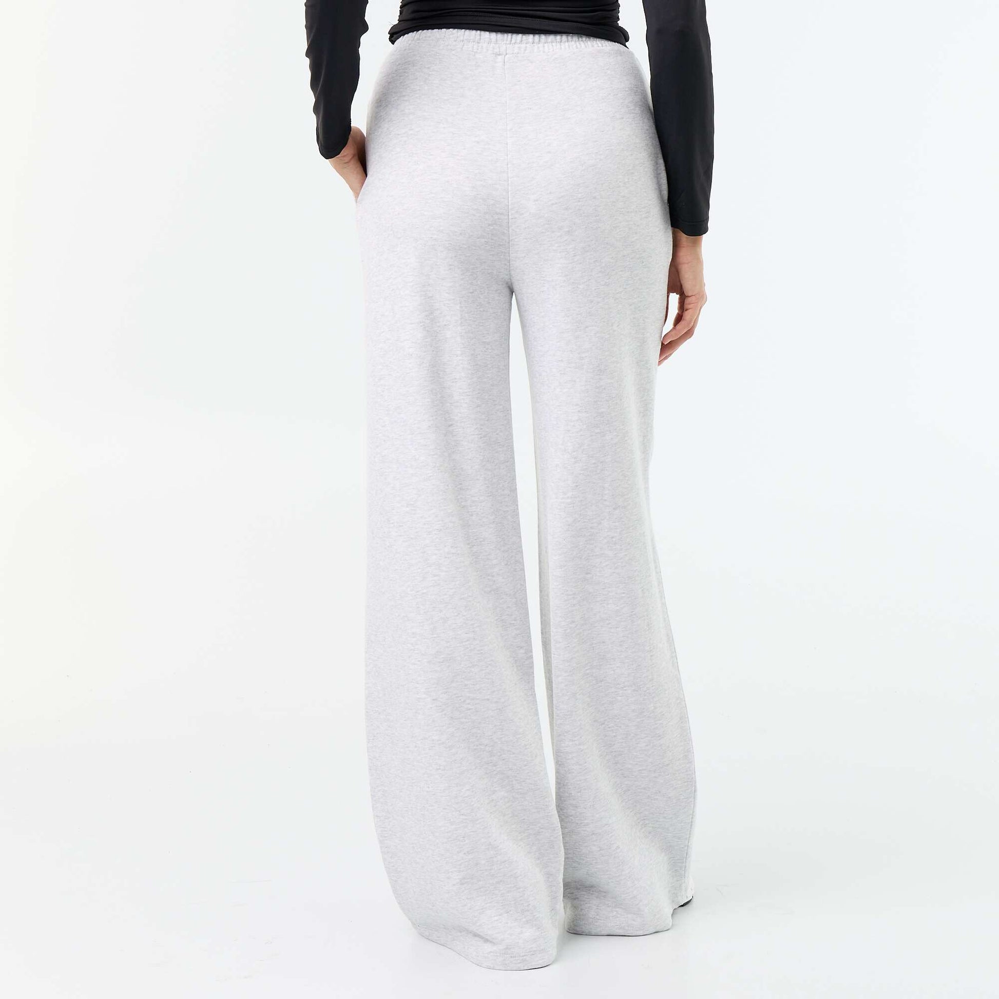 Wide Heavy Knit Jogging Trousers GREY