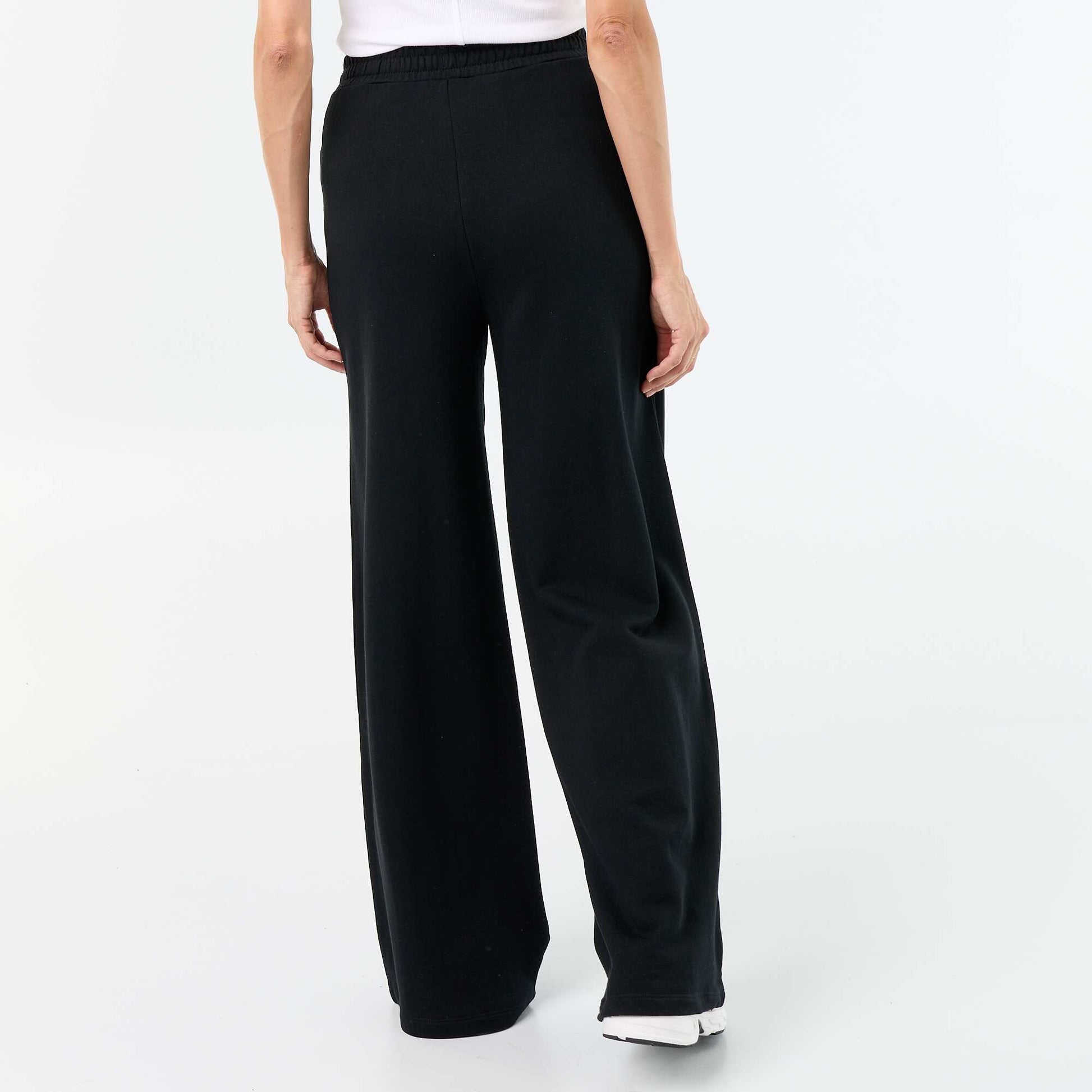 Wide Heavy Knit Jogging Trousers BLACK