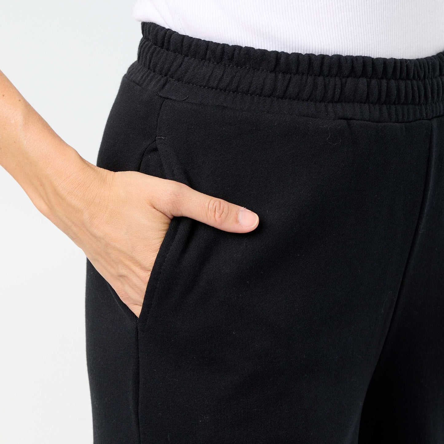Wide Heavy Knit Jogging Trousers BLACK