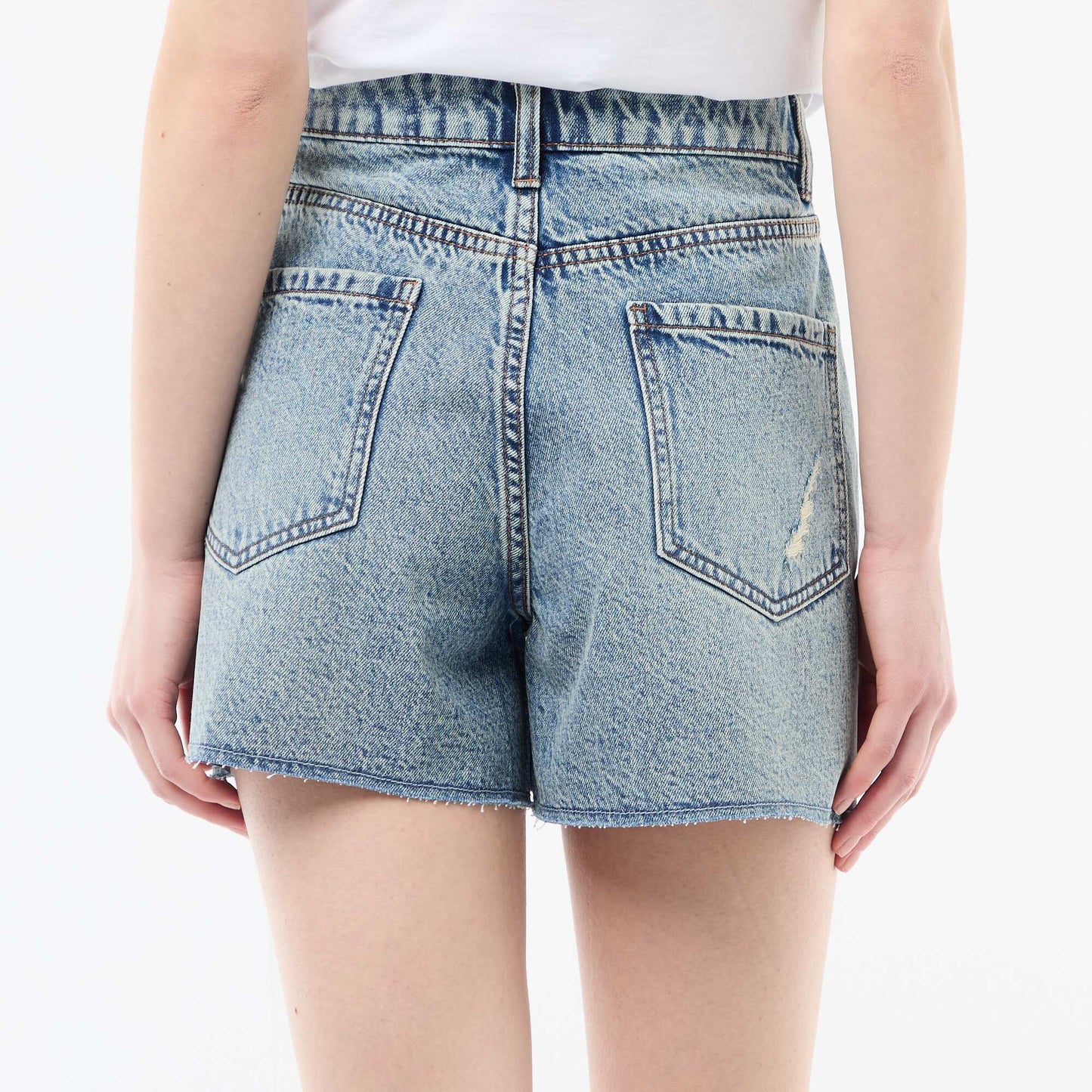 Distressed Denim Shorts BLUE
