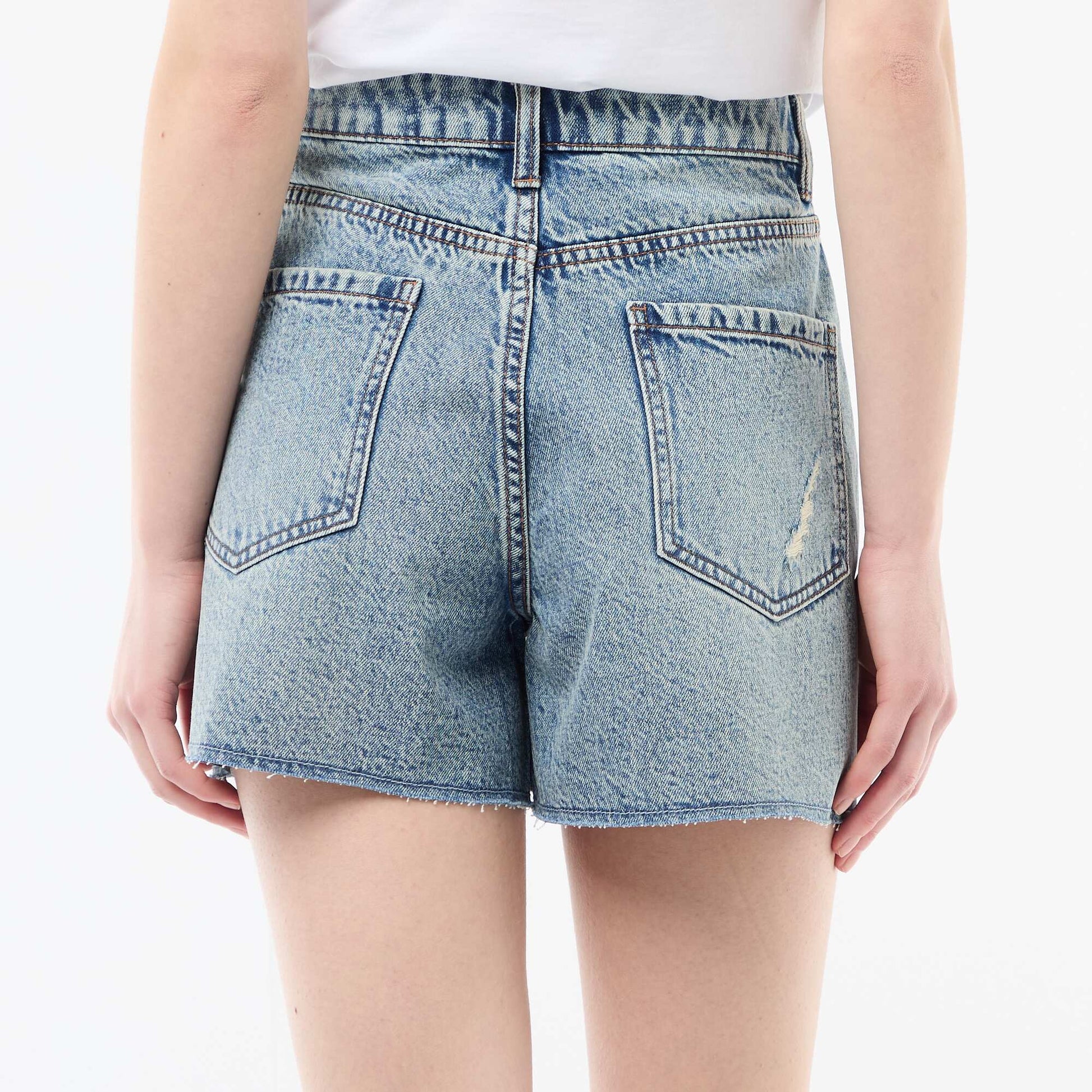 Distressed Denim Shorts BLUE