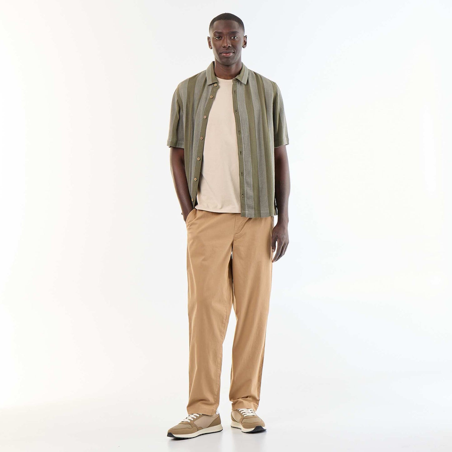 Peach-skin effect trousers BEIGE