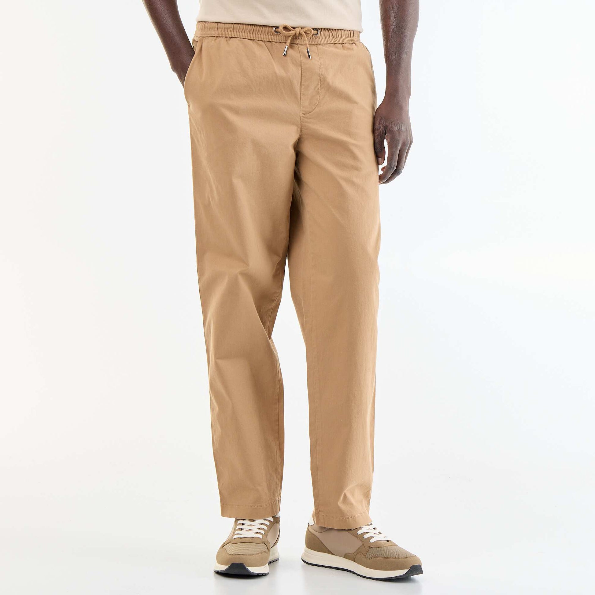 Peach-skin effect trousers BEIGE