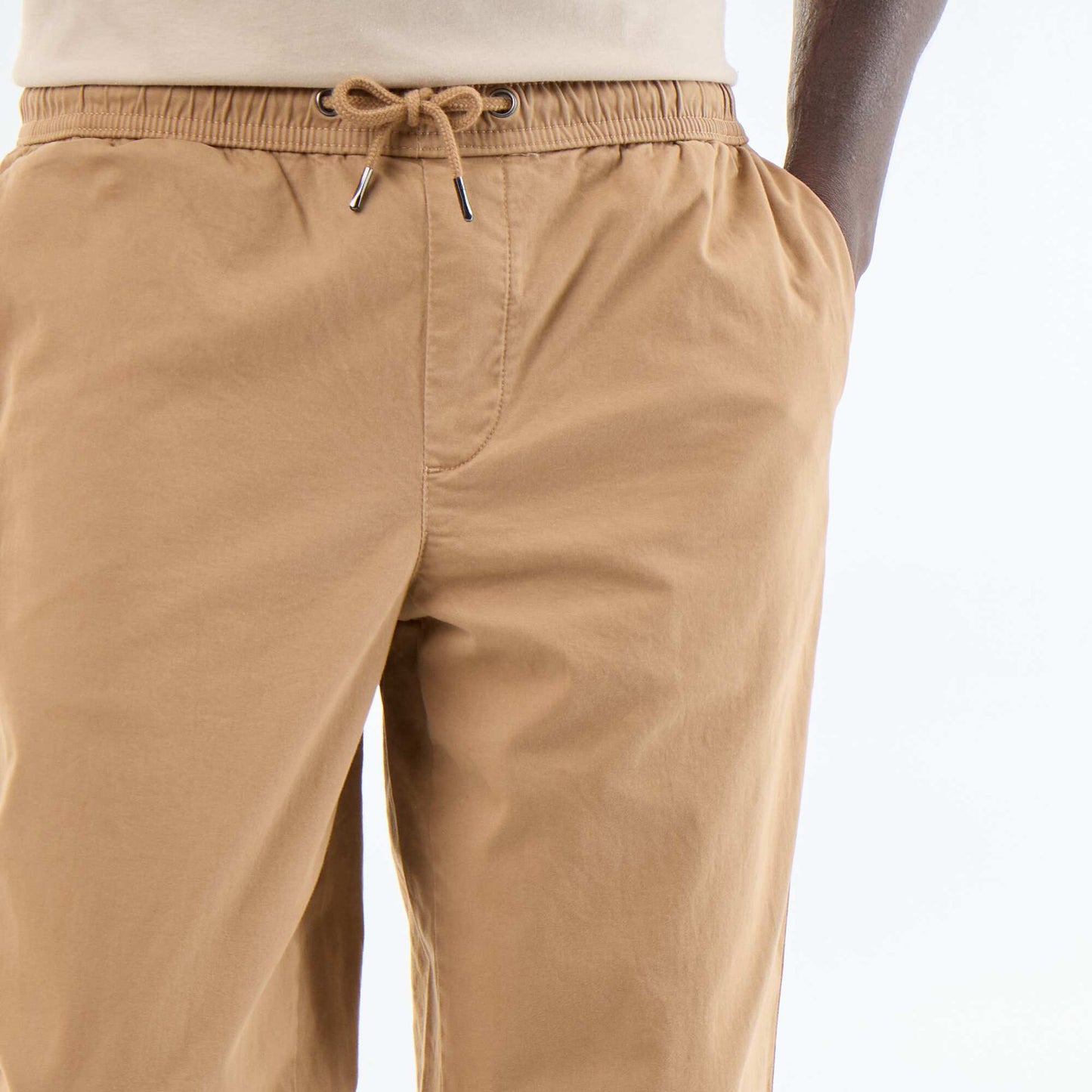 Peach-skin effect trousers BEIGE