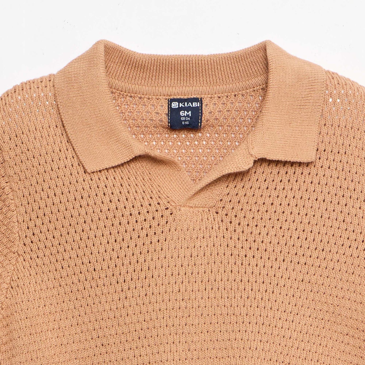 2 ნაწილიანი ნაქსოვი კომპლექტი - პოლოს მაისური + შორტი ყავისფერი