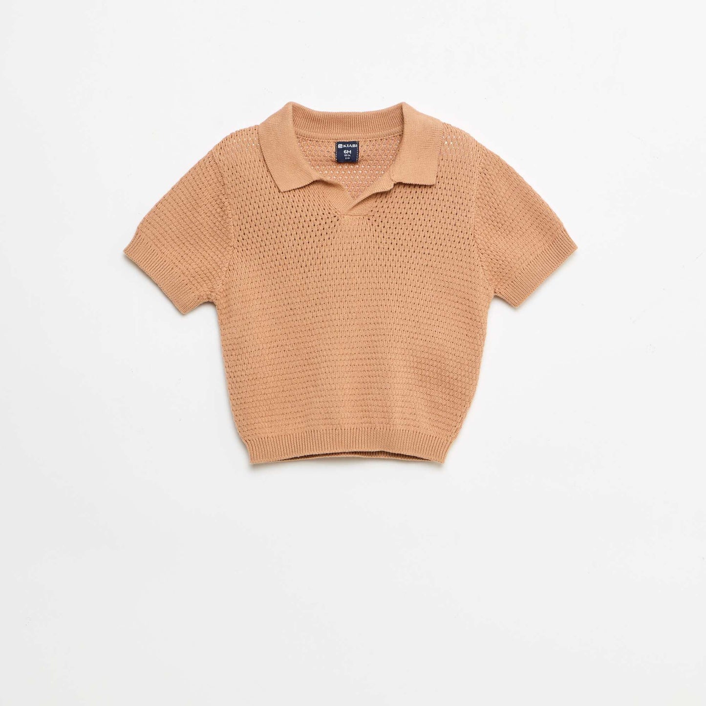 2 ნაწილიანი ნაქსოვი კომპლექტი - პოლოს მაისური + შორტი ყავისფერი