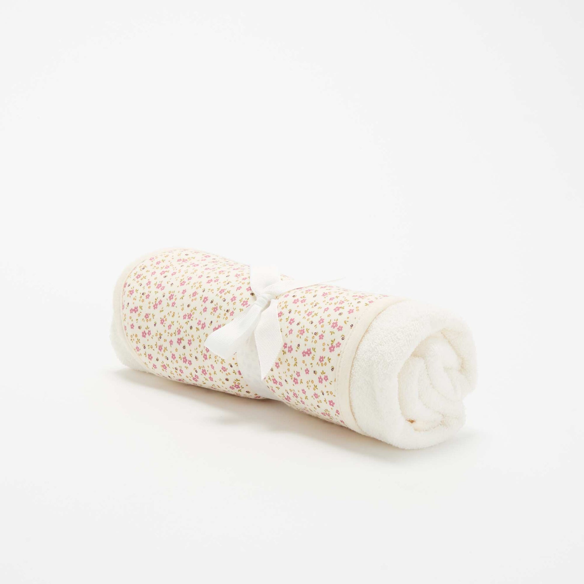 Printed jersey cotton and fleece blanket WHITE