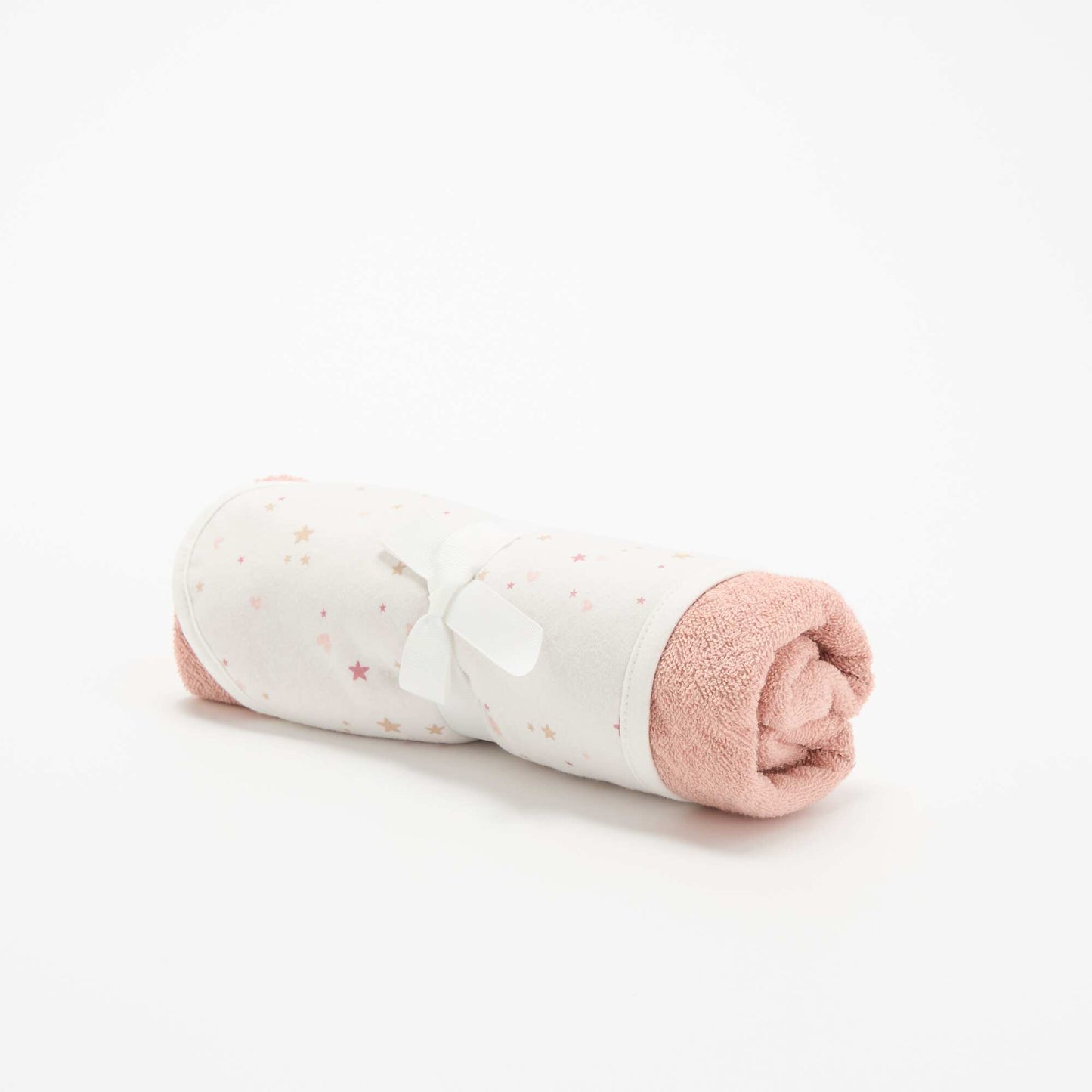 Printed jersey cotton and fleece blanket PINK