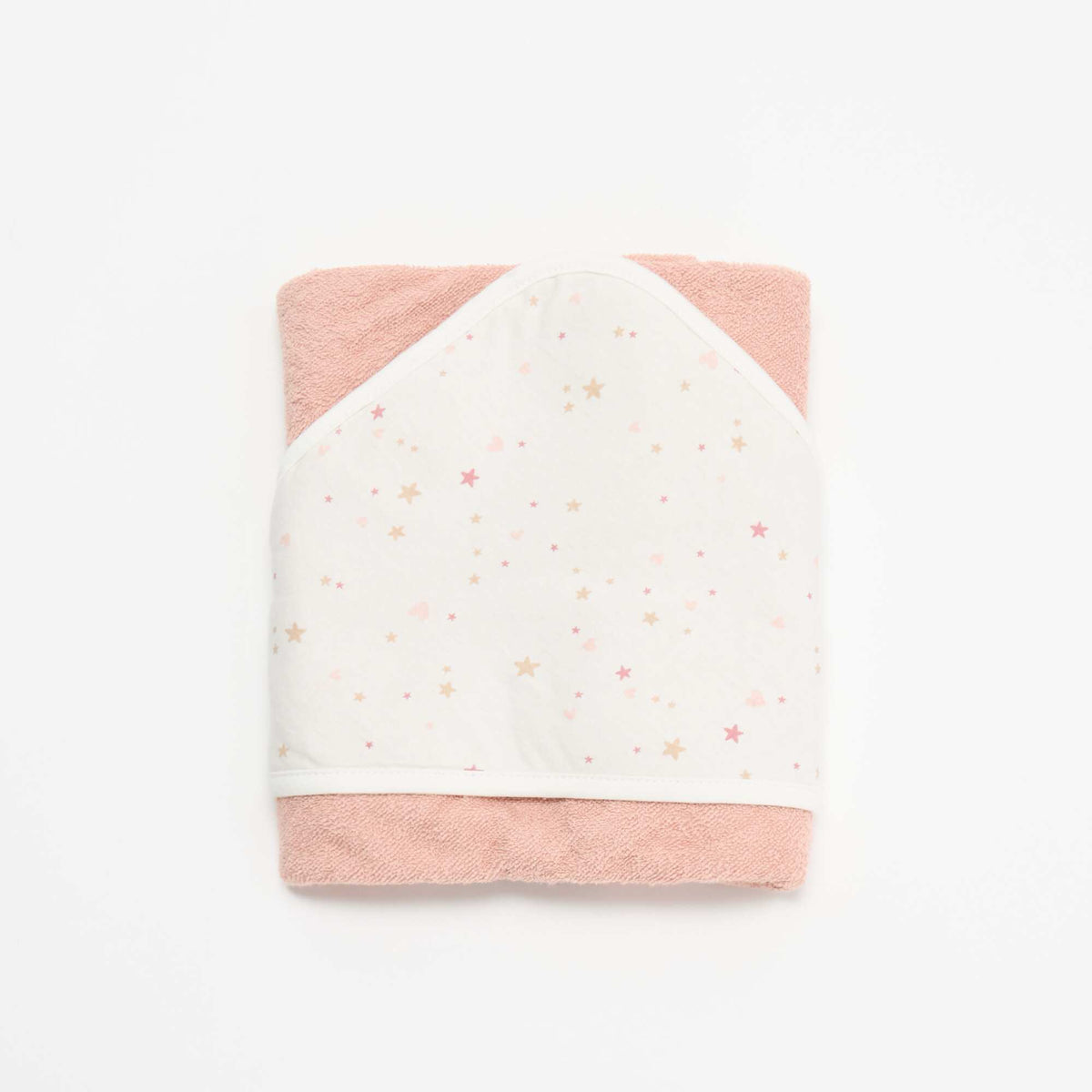 Printed jersey cotton and fleece blanket PINK