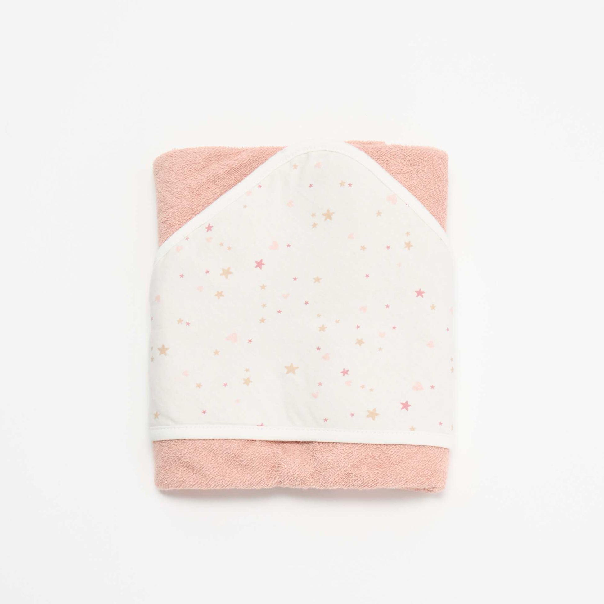 Printed jersey cotton and fleece blanket PINK